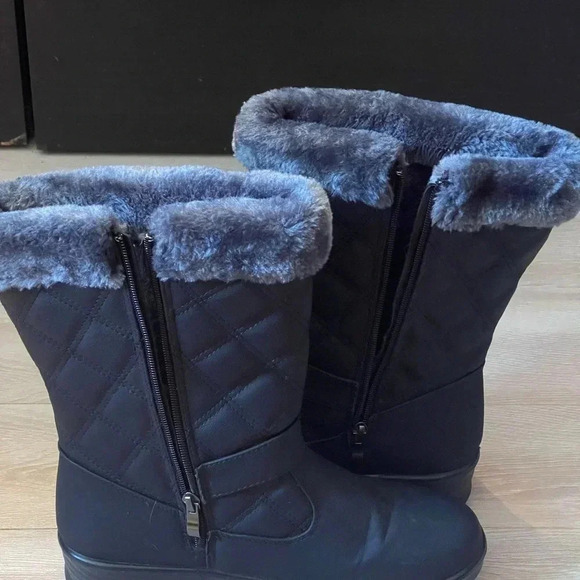 Golden Road Women’s winter waterproof Boots black/ grey fur size 8 - Picture 4 of 8